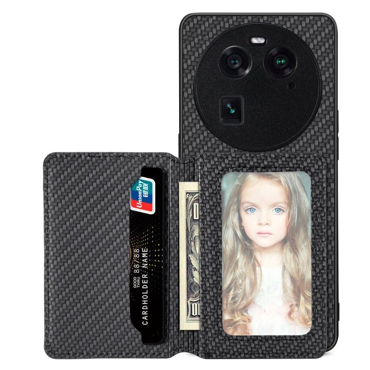 Carbon Fiber Magnetic Card Bag Phone Case, For OPPO Find X6, For OPPO Reno5 5G, For OPPO Reno7 5G, For OPPO Reno8 T 4G - InStock