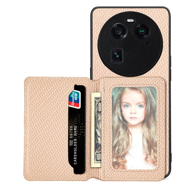Carbon Fiber Magnetic Card Bag Phone Case, For OPPO Find X6, For OPPO Reno5 5G, For OPPO Reno7 5G, For OPPO Reno8 T 4G - InStock