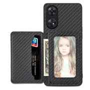 Carbon Fiber Magnetic Card Bag Phone Case, For OPPO Find X6, For OPPO Reno5 5G, For OPPO Reno7 5G, For OPPO Reno8 T 4G - InStock