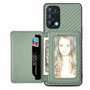 Carbon Fiber Magnetic Card Bag Phone Case, For OPPO Find X6, For OPPO Reno5 5G, For OPPO Reno7 5G, For OPPO Reno8 T 4G - InStock