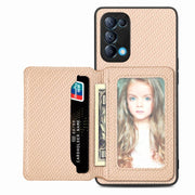 Carbon Fiber Magnetic Card Bag Phone Case, For OPPO Find X6, For OPPO Reno5 5G, For OPPO Reno7 5G, For OPPO Reno8 T 4G - InStock