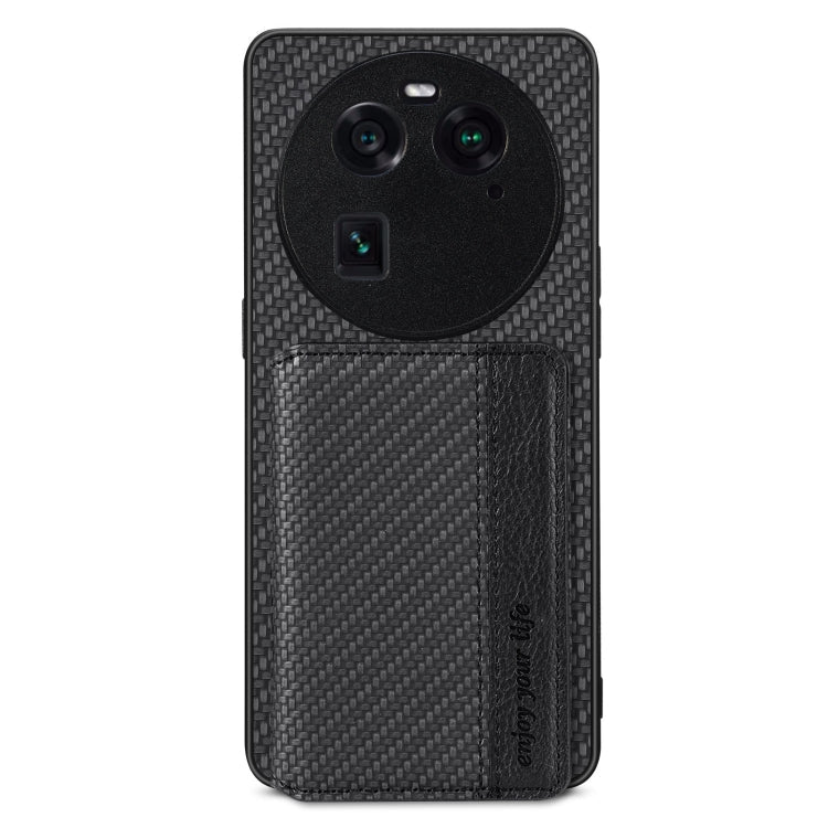 Carbon Fiber Magnetic Card Bag Phone Case, For OPPO Find X6, For OPPO Reno5 5G, For OPPO Reno7 5G, For OPPO Reno8 T 4G - InStock