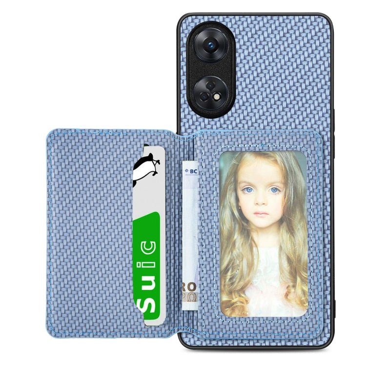 Carbon Fiber Magnetic Card Bag Phone Case, For OPPO Find X6, For OPPO Reno5 5G, For OPPO Reno7 5G, For OPPO Reno8 T 4G - InStock