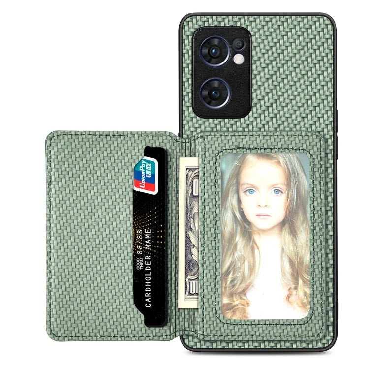 Carbon Fiber Magnetic Card Bag Phone Case, For OPPO Find X6, For OPPO Reno5 5G, For OPPO Reno7 5G, For OPPO Reno8 T 4G - InStock