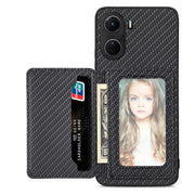 Carbon Fiber Magnetic Card Bag Phone Case, For vivo X70, For vivo Y16, For vivo Y21, For Xiaomi 13 Lite - InStock