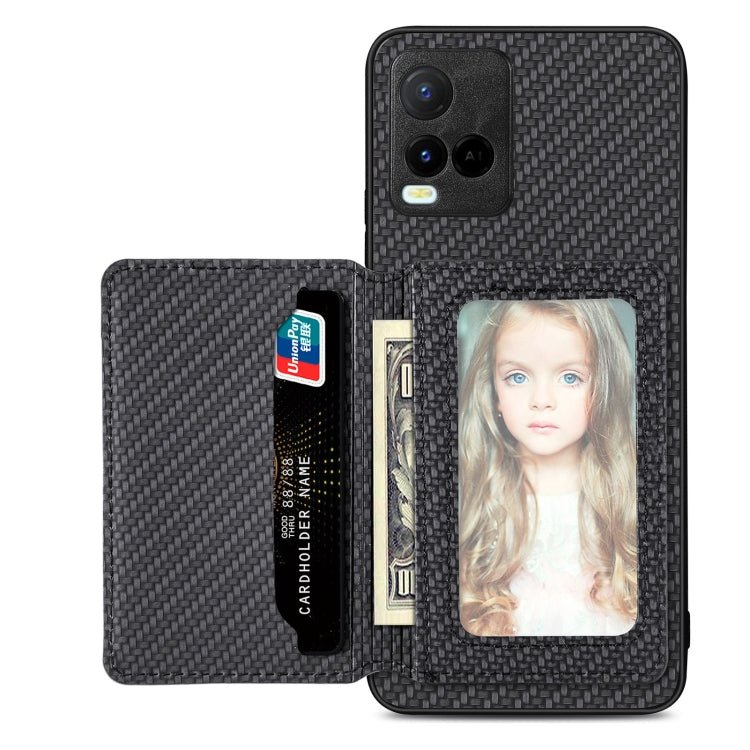 Carbon Fiber Magnetic Card Bag Phone Case, For vivo X70, For vivo Y16, For vivo Y21, For Xiaomi 13 Lite - InStock