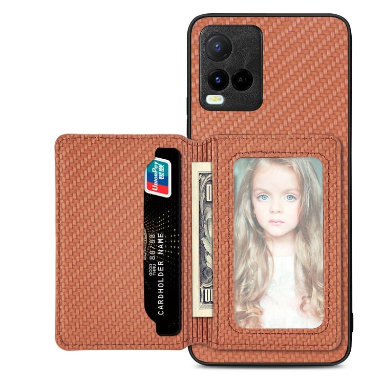 Carbon Fiber Magnetic Card Bag Phone Case, For vivo X70, For vivo Y16, For vivo Y21, For Xiaomi 13 Lite - InStock