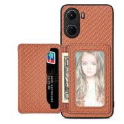 Carbon Fiber Magnetic Card Bag Phone Case, For vivo X70, For vivo Y16, For vivo Y21, For Xiaomi 13 Lite - InStock