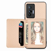 Carbon Fiber Magnetic Card Bag Phone Case, For vivo X70, For vivo Y16, For vivo Y21, For Xiaomi 13 Lite - InStock