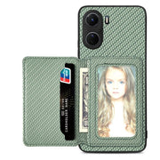 Carbon Fiber Magnetic Card Bag Phone Case, For vivo X70, For vivo Y16, For vivo Y21, For Xiaomi 13 Lite - InStock