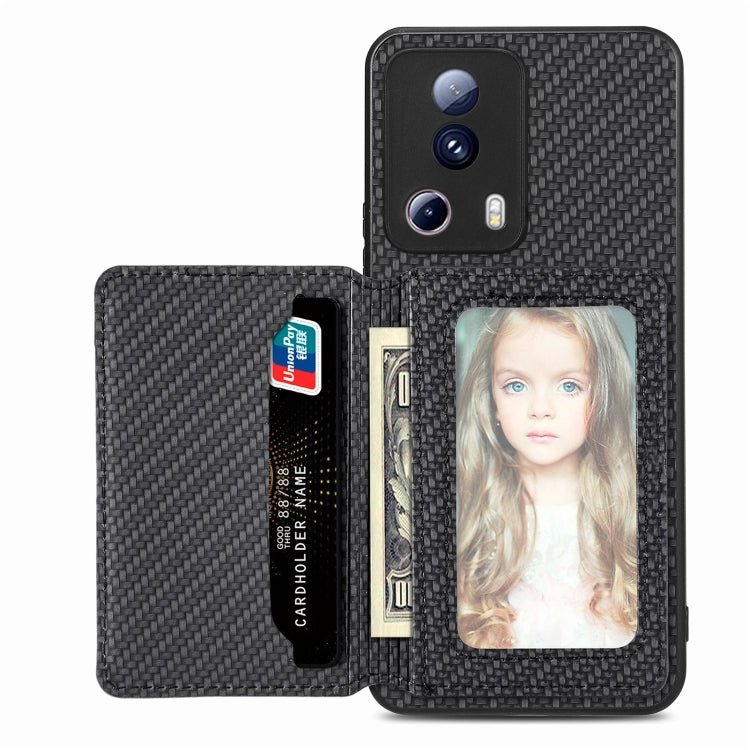 Carbon Fiber Magnetic Card Bag Phone Case, For vivo X70, For vivo Y16, For vivo Y21, For Xiaomi 13 Lite - InStock
