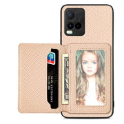Carbon Fiber Magnetic Card Bag Phone Case, For vivo X70, For vivo Y16, For vivo Y21, For Xiaomi 13 Lite - InStock