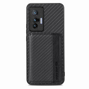 Carbon Fiber Magnetic Card Bag Phone Case, For vivo X70, For vivo Y16, For vivo Y21, For Xiaomi 13 Lite - InStock