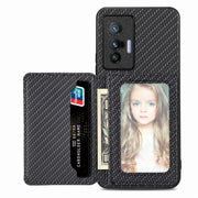 Carbon Fiber Magnetic Card Bag Phone Case, For vivo X70, For vivo Y16, For vivo Y21, For Xiaomi 13 Lite - InStock