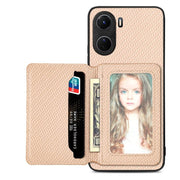 Carbon Fiber Magnetic Card Bag Phone Case, For vivo X70, For vivo Y16, For vivo Y21, For Xiaomi 13 Lite - InStock