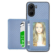 Carbon Fiber Magnetic Card Bag Phone Case, For vivo X70, For vivo Y16, For vivo Y21, For Xiaomi 13 Lite - InStock