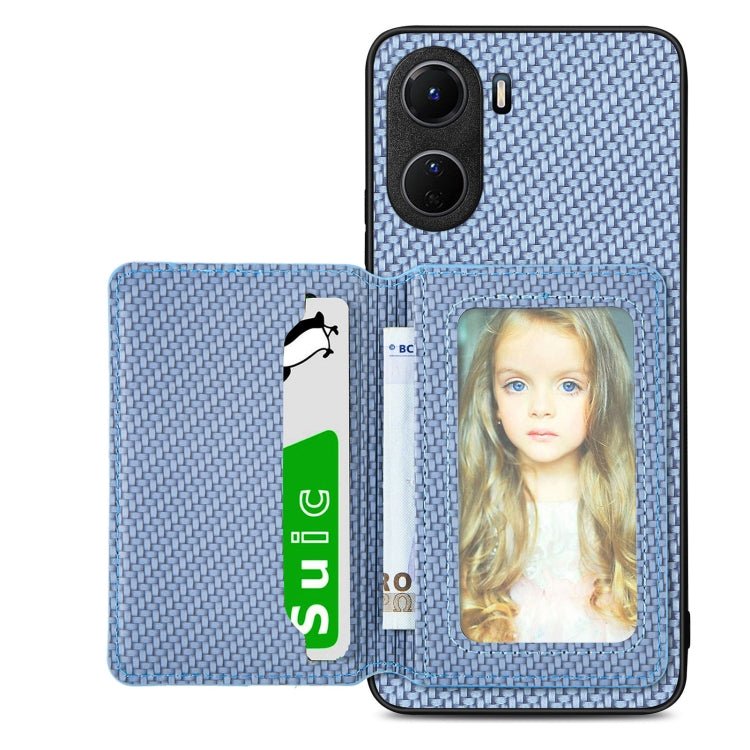 Carbon Fiber Magnetic Card Bag Phone Case, For vivo X70, For vivo Y16, For vivo Y21, For Xiaomi 13 Lite - InStock