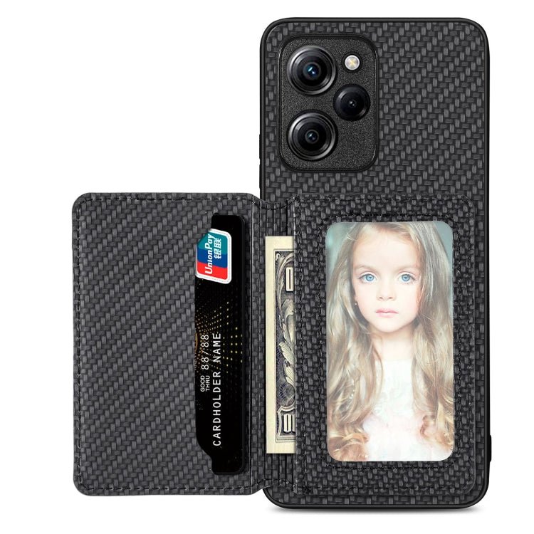 Carbon Fiber Magnetic Card Bag Phone Case, For Xiaomi Mi 11 Lite, For Xiaomi Redmi Note 12 Pro+ 5G Global, For Xiaomi Poco X3 NFC, For Xiaomi Poco X5 Pro - InStock