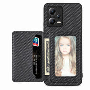 Carbon Fiber Magnetic Card Bag Phone Case, For Xiaomi Mi 11 Lite, For Xiaomi Redmi Note 12 Pro+ 5G Global, For Xiaomi Poco X3 NFC, For Xiaomi Poco X5 Pro - InStock