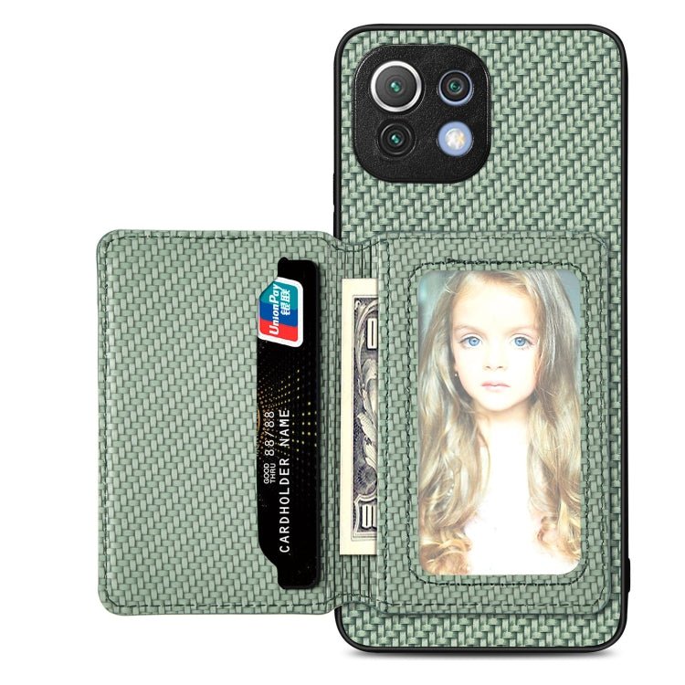 Carbon Fiber Magnetic Card Bag Phone Case, For Xiaomi Mi 11 Lite, For Xiaomi Redmi Note 12 Pro+ 5G Global, For Xiaomi Poco X3 NFC, For Xiaomi Poco X5 Pro - InStock