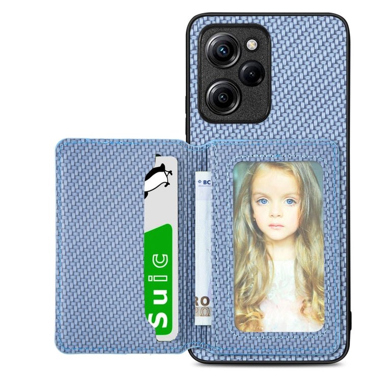 Carbon Fiber Magnetic Card Bag Phone Case, For Xiaomi Mi 11 Lite, For Xiaomi Redmi Note 12 Pro+ 5G Global, For Xiaomi Poco X3 NFC, For Xiaomi Poco X5 Pro - InStock