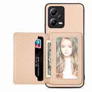Carbon Fiber Magnetic Card Bag Phone Case, For Xiaomi Mi 11 Lite, For Xiaomi Redmi Note 12 Pro+ 5G Global, For Xiaomi Poco X3 NFC, For Xiaomi Poco X5 Pro - InStock