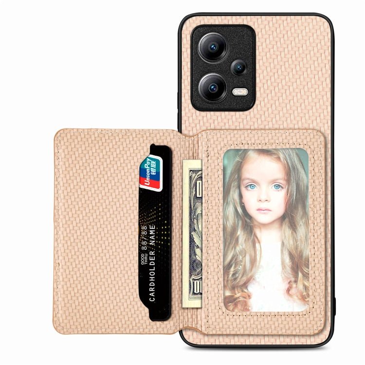 Carbon Fiber Magnetic Card Bag Phone Case, For Xiaomi Mi 11 Lite, For Xiaomi Redmi Note 12 Pro+ 5G Global, For Xiaomi Poco X3 NFC, For Xiaomi Poco X5 Pro - InStock