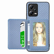 Carbon Fiber Magnetic Card Bag Phone Case, For Xiaomi Mi 11 Lite, For Xiaomi Redmi Note 12 Pro+ 5G Global, For Xiaomi Poco X3 NFC, For Xiaomi Poco X5 Pro - InStock