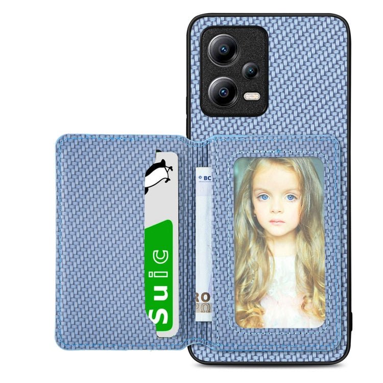 Carbon Fiber Magnetic Card Bag Phone Case, For Xiaomi Poco X5, For Xiaomi Redmi Note 10 5G, For Xiaomi Redmi Note 12 5G Global - InStock