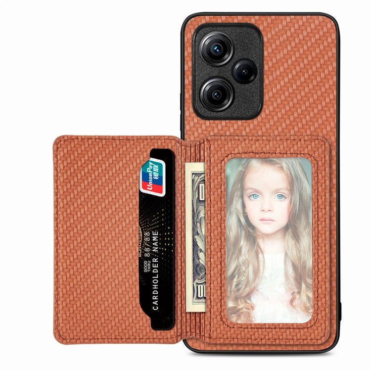 Carbon Fiber Magnetic Card Bag Phone Case, For Xiaomi Poco X5, For Xiaomi Redmi Note 10 5G, For Xiaomi Redmi Note 12 5G Global - InStock