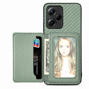 Carbon Fiber Magnetic Card Bag Phone Case, For Xiaomi Poco X5, For Xiaomi Redmi Note 10 5G, For Xiaomi Redmi Note 12 5G Global - InStock