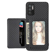Carbon Fiber Magnetic Card Bag Phone Case, For Xiaomi Poco X5, For Xiaomi Redmi Note 10 5G, For Xiaomi Redmi Note 12 5G Global - InStock