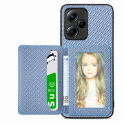Carbon Fiber Magnetic Card Bag Phone Case, For Xiaomi Poco X5, For Xiaomi Redmi Note 10 5G, For Xiaomi Redmi Note 12 5G Global - InStock