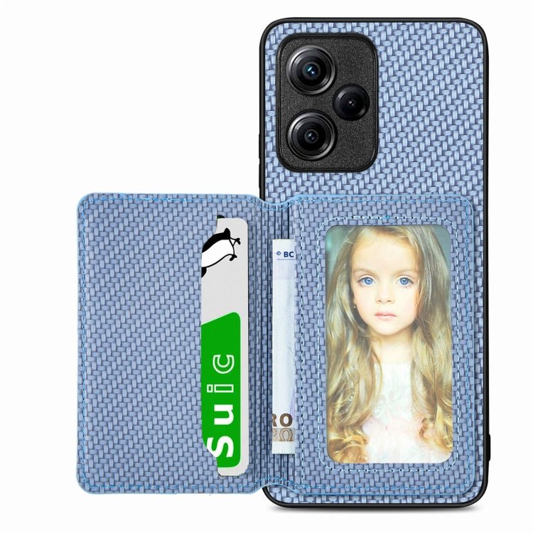 Carbon Fiber Magnetic Card Bag Phone Case, For Xiaomi Poco X5, For Xiaomi Redmi Note 10 5G, For Xiaomi Redmi Note 12 5G Global - InStock