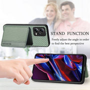 Carbon Fiber Magnetic Card Bag Phone Case, For Xiaomi Poco X5, For Xiaomi Redmi Note 10 5G, For Xiaomi Redmi Note 12 5G Global - InStock
