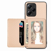 Carbon Fiber Magnetic Card Bag Phone Case, For Xiaomi Poco X5, For Xiaomi Redmi Note 10 5G, For Xiaomi Redmi Note 12 5G Global - InStock