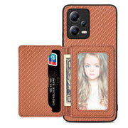 Carbon Fiber Magnetic Card Bag Phone Case, For Xiaomi Poco X5, For Xiaomi Redmi Note 10 5G, For Xiaomi Redmi Note 12 5G Global - InStock