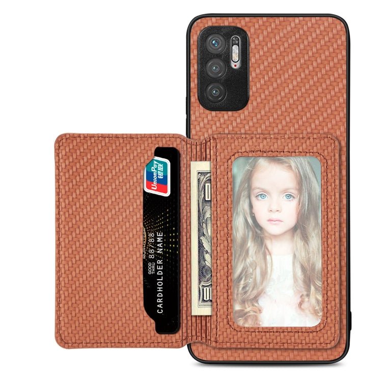 Carbon Fiber Magnetic Card Bag Phone Case, For Xiaomi Poco X5, For Xiaomi Redmi Note 10 5G, For Xiaomi Redmi Note 12 5G Global - InStock