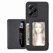 Carbon Fiber Magnetic Card Bag Phone Case, For Xiaomi Poco X5, For Xiaomi Redmi Note 10 5G, For Xiaomi Redmi Note 12 5G Global - InStock