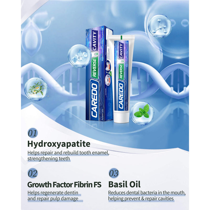 CAREDO Cavity Reversal Toothpaste - Fluoride-Free Hydroxyapatite Remineralizing 3.52 oz