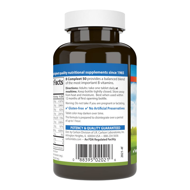 Carlson B Compleet 50 – Balanced Vitamin B Complex for Energy & Cellular Support