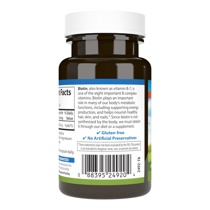 Carlson Biotin 5000 mcg - Healthy Hair, Strong Nails & Energy Production | 100 Capsules