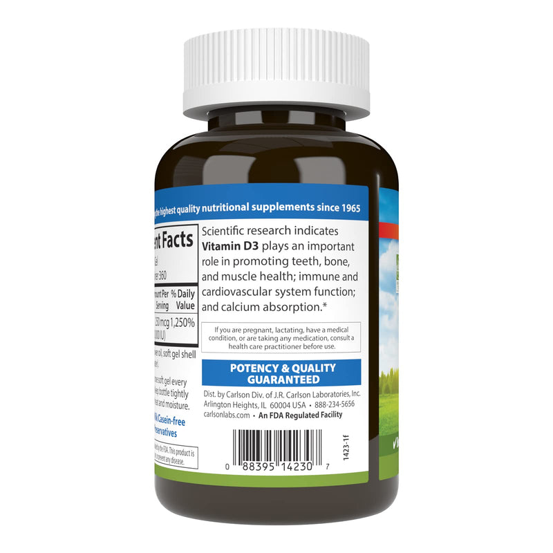 Carlson Vitamin D3 10,000 IU (250 mcg) - Cholecalciferol for Bone & Immune Health | 360 Soft Gels