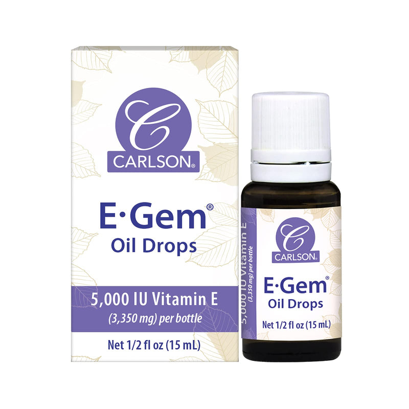 Carlson E-Gem Oil Drops - 5000 IU Vitamin E | Skin & Bath Oil 0.5 oz