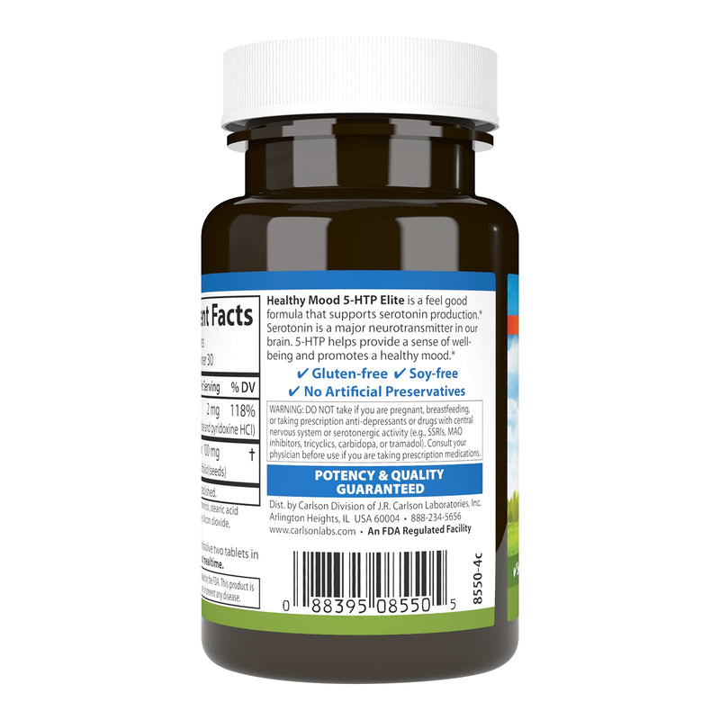 Carlson Healthy Mood 5-HTP Elite 100 mg - Raspberry Chewable (Pack of 2)