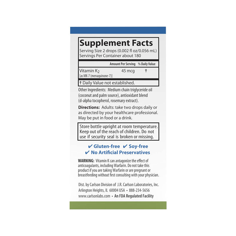 Carlson Super Daily K2 45 mcg MK-7 - Vitamin K2 Supplement