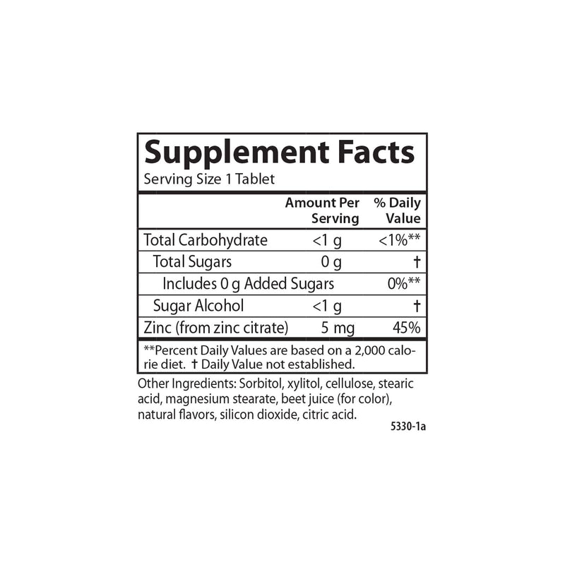 Carlson Kids' Chewable Zinc 5 mg – Immune Support, Antioxidant Power | Berry Flavor, 42 Tablets