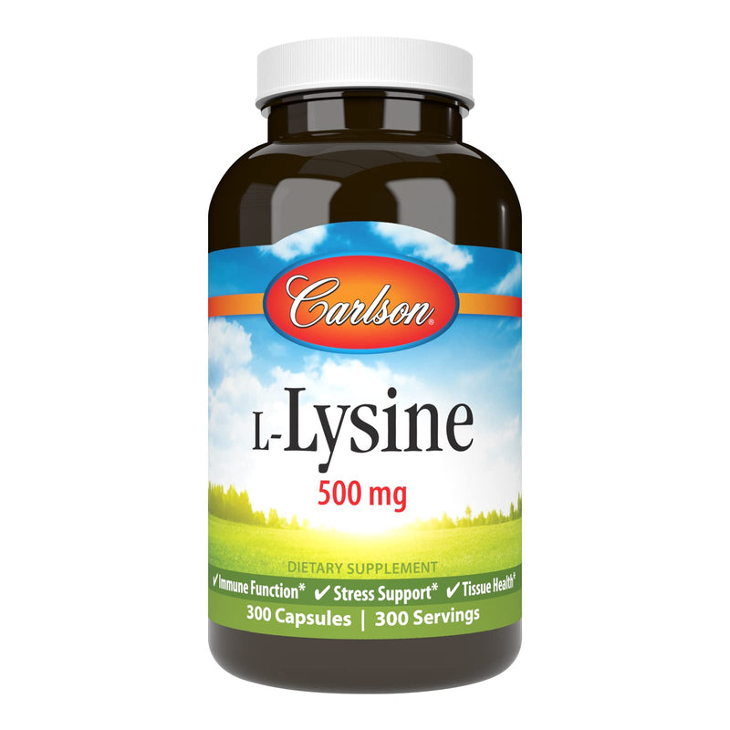 Carlson L-Lysine 500 mg – Supports Healthy Tissue & Muscle Development | 300 Capsules