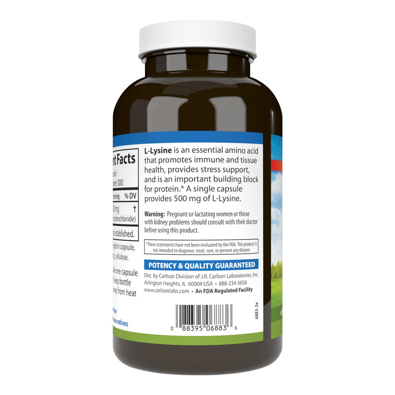 Carlson L-Lysine 500 mg – Supports Healthy Tissue & Muscle Development | 300 Capsules