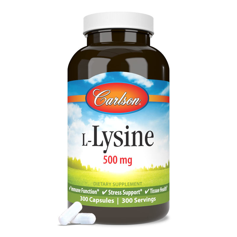Carlson L-Lysine 500 mg – Supports Healthy Tissue & Muscle Development | 300 Capsules